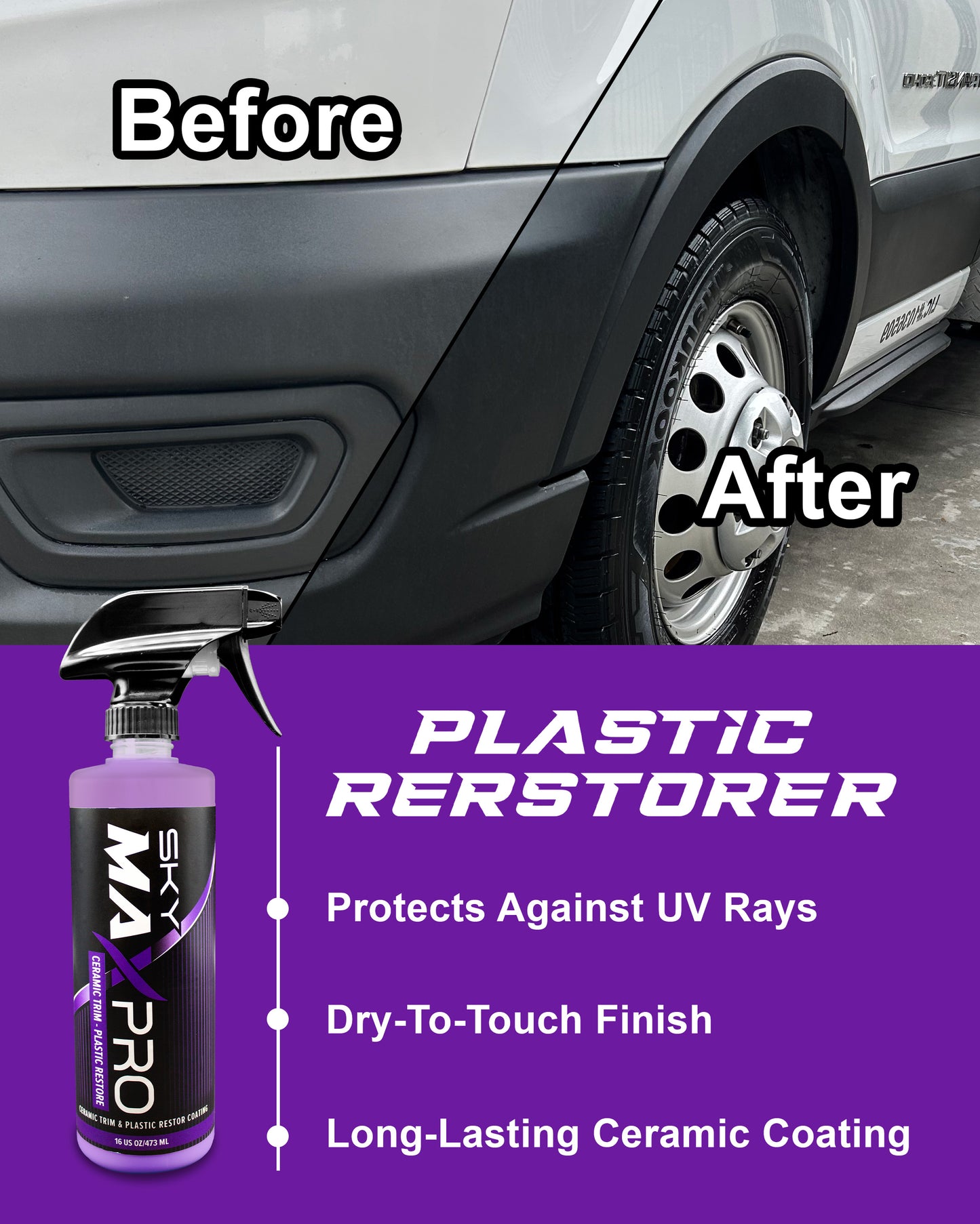 Ceramic Trim, Vinyl, Rubber & Plastic Restore, SiO2 Ceramic Coating New Look Long Lasting High Shine Protectant